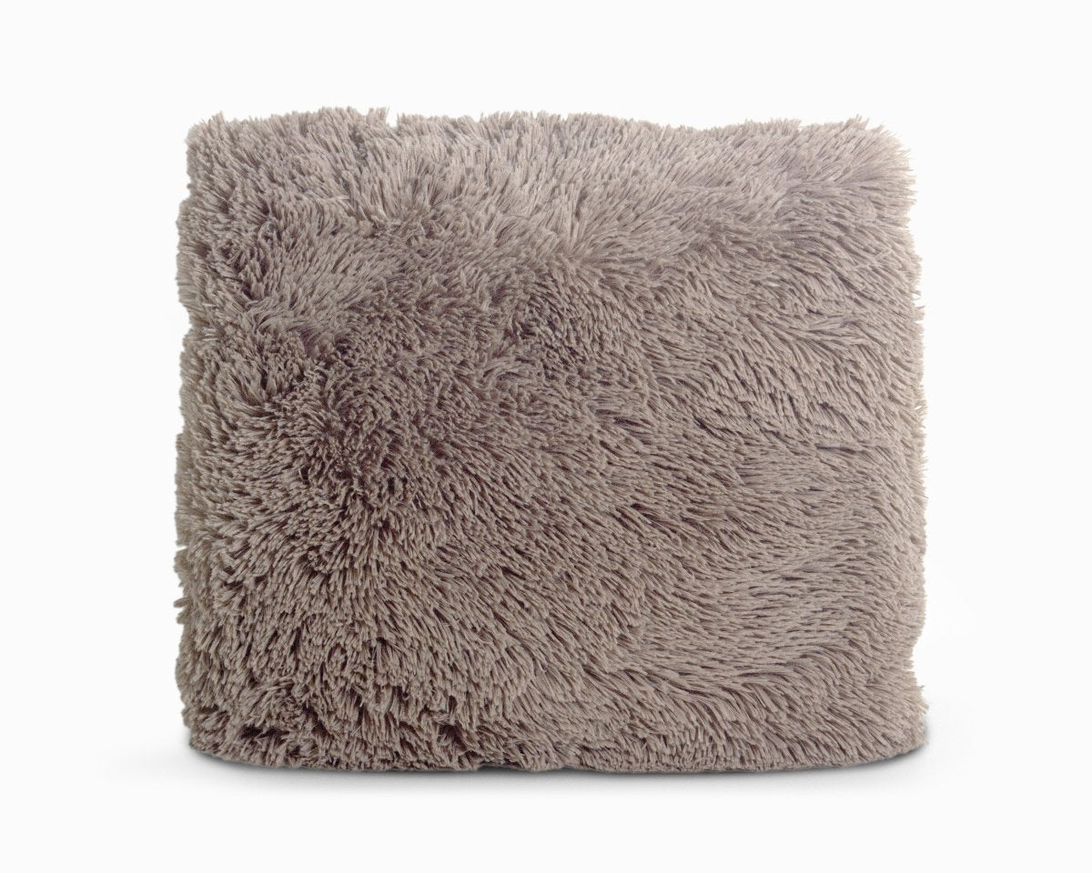 Polar Bear Faux Fur Cushion | Deep Taupe | 50cm x 50cm - The Bedding & Blankets Store