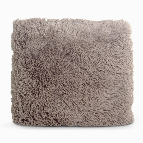 Polar Bear Faux Fur Cushion | Deep Taupe | 50cm x 50cm - The Bedding & Blankets Store