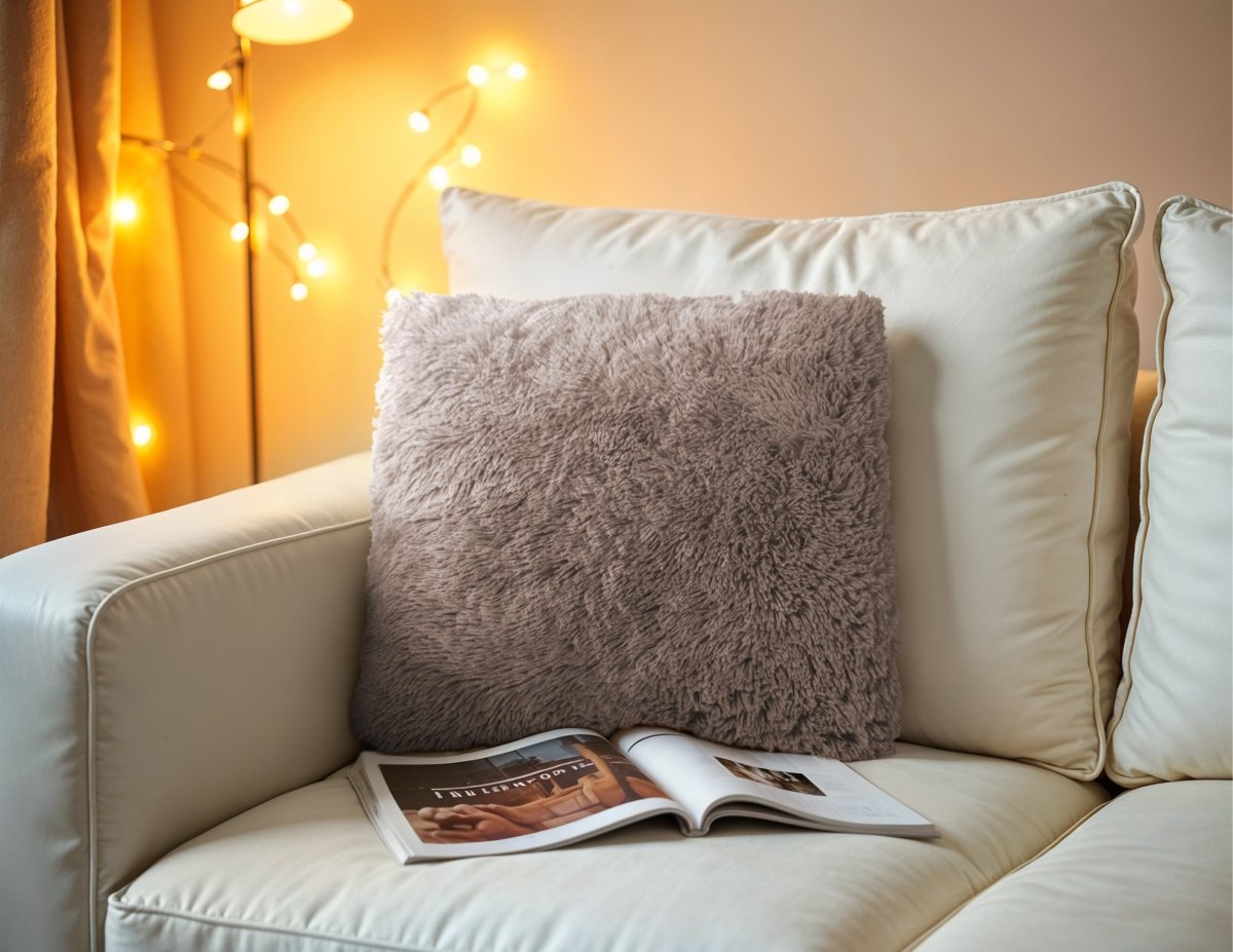 Polar Bear Faux Fur Cushion | Deep Taupe | 50cm x 50cm - The Bedding & Blankets Store