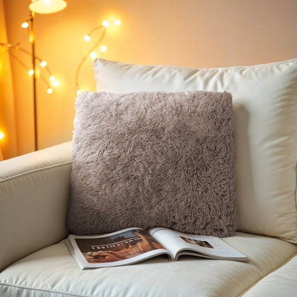 Polar Bear Faux Fur Cushion | Deep Taupe | 50cm x 50cm - The Bedding & Blankets Store