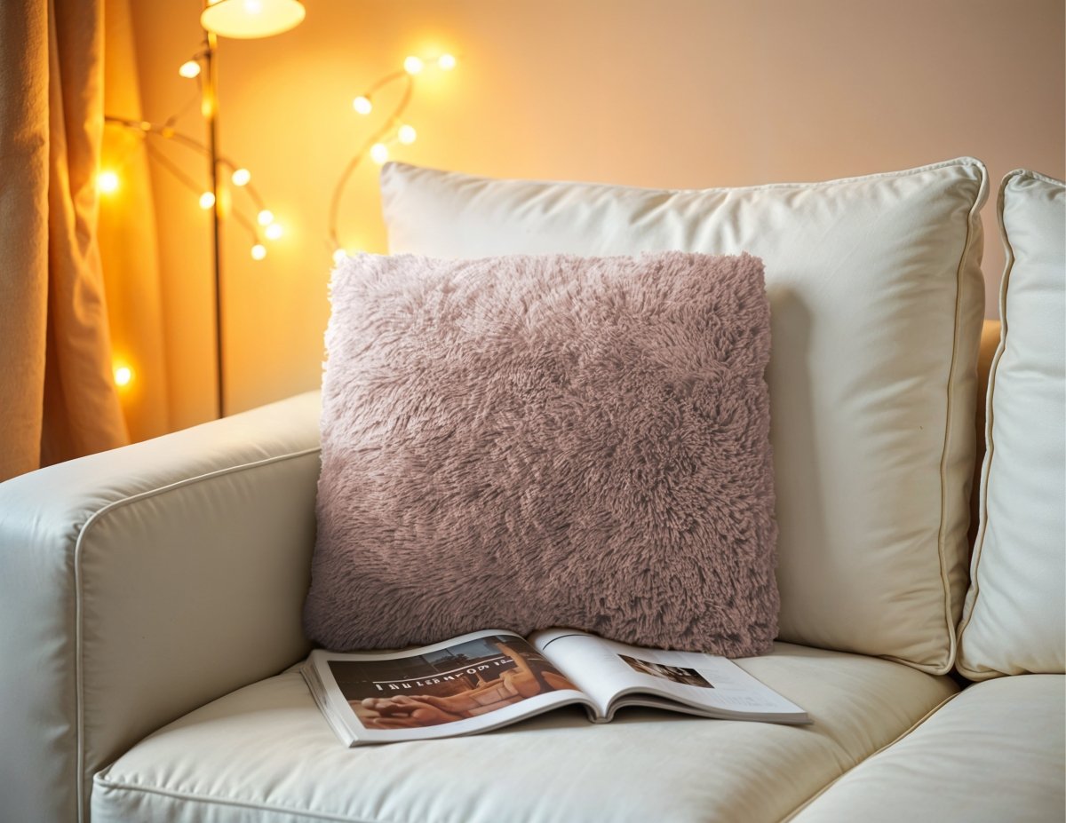 Polar Bear Faux Fur Cushion | Pink | 50cm x 50cm - The Bedding & Blankets Store