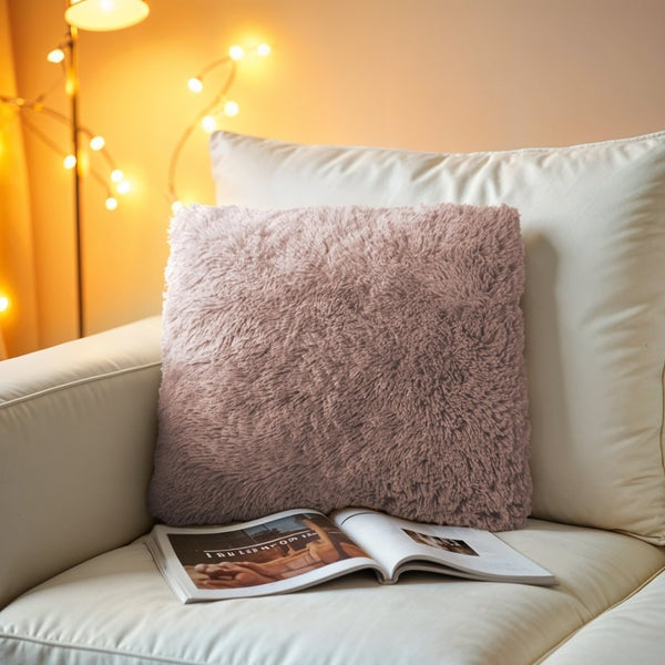 Polar Bear Faux Fur Cushion | Pink | 50cm x 50cm - The Bedding & Blankets Store
