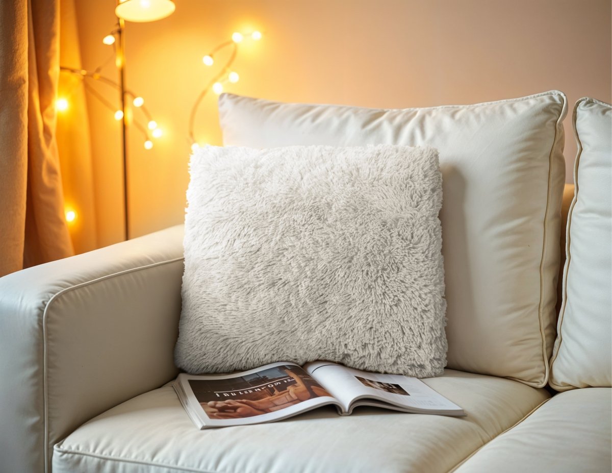 Polar Bear Faux Fur Cushion | Taupe | 50cm x 50cm - The Bedding & Blankets Store
