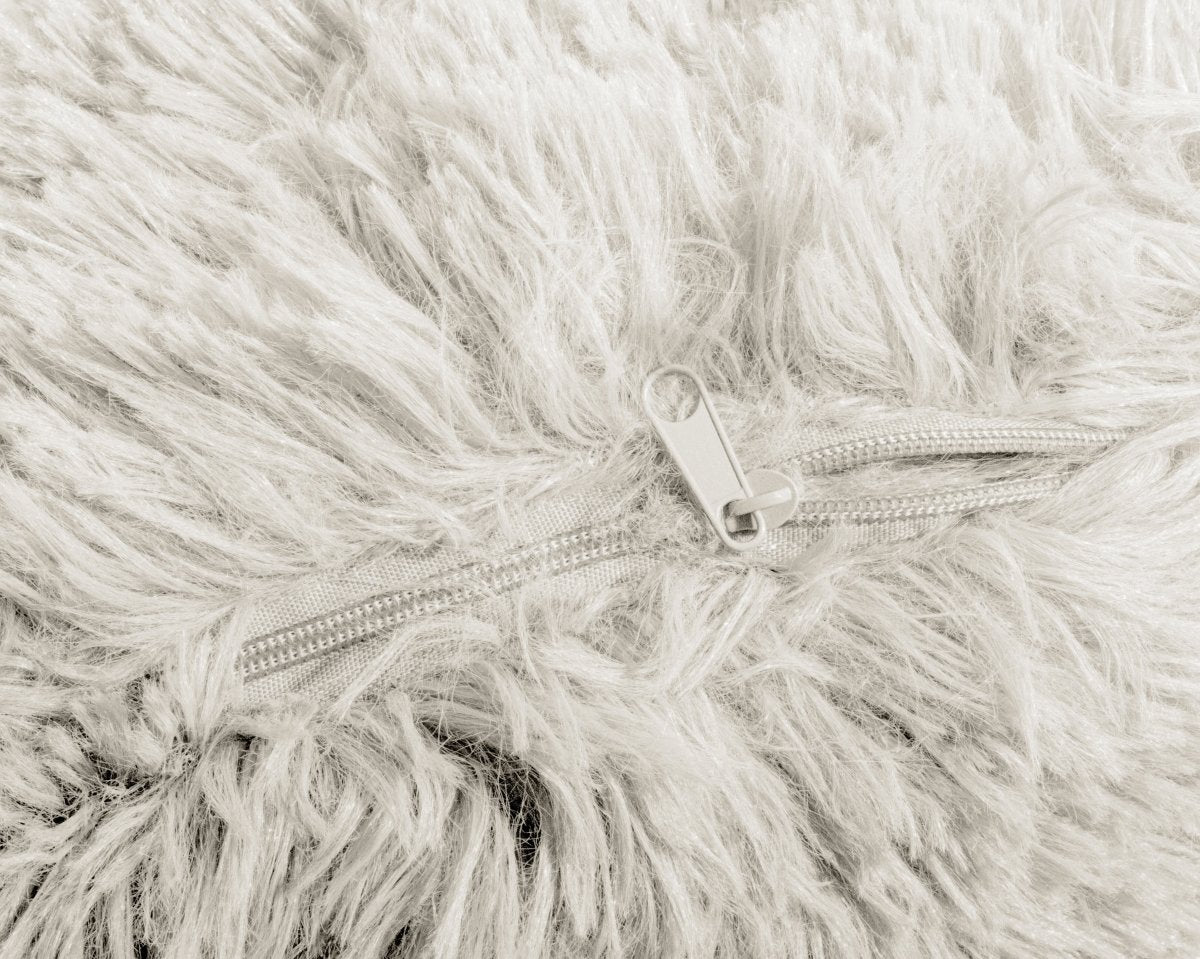 Polar Bear Faux Fur Cushion | Taupe | 50cm x 50cm - The Bedding & Blankets Store