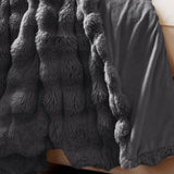 Pom Faux Fur Throw | Anthracite | King - 240cm (W) x 200cm (L) - The Bedding & Blankets Store