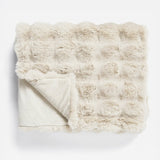 Pom Faux Fur Throw | Beige | King - 240cm (W) x 200cm (L) - The Bedding & Blankets Store