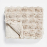 Pom Faux Fur Throw | Sand | King - 240cm (W) x 200cm (L) - The Bedding & Blankets Store