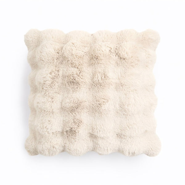 Pom Rabbit Fur Cushion | Beige | 50cm x 50cm - The Bedding & Blankets Store