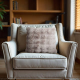 Pom Rabbit Fur Cushion | Taupe/Pink | 50cm x 50cm - The Bedding & Blankets Store