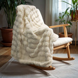 Pom Rabbit Fur Throw | Beige | 150cm x 200cm - The Bedding & Blankets Store