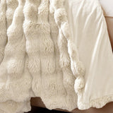 Pom Rabbit Fur Throw | Beige | 150cm x 200cm - The Bedding & Blankets Store