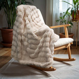 Pom Rabbit Fur Throw | Sand | 150cm x 200cm - The Bedding & Blankets Store