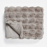 Pom Rabbit Fur Throw | Taupe/Pink | 150cm x 200cm - The Bedding & Blankets Store
