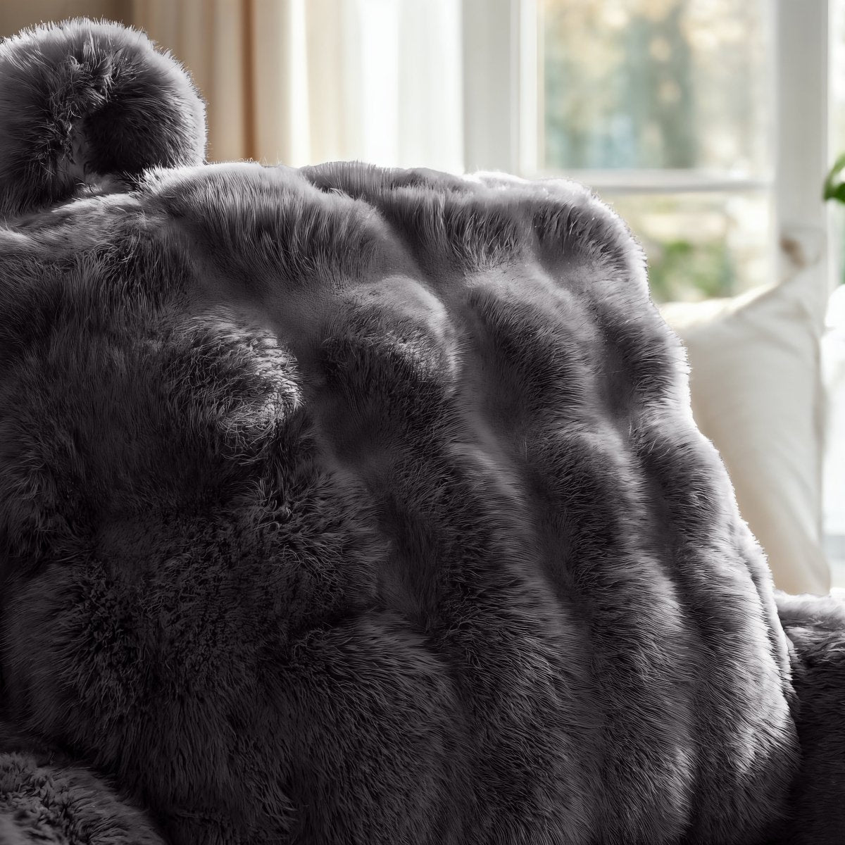 Pompom Bedrest Pillow | Anthracite | 34 x 50cm - The Bedding & Blankets Store