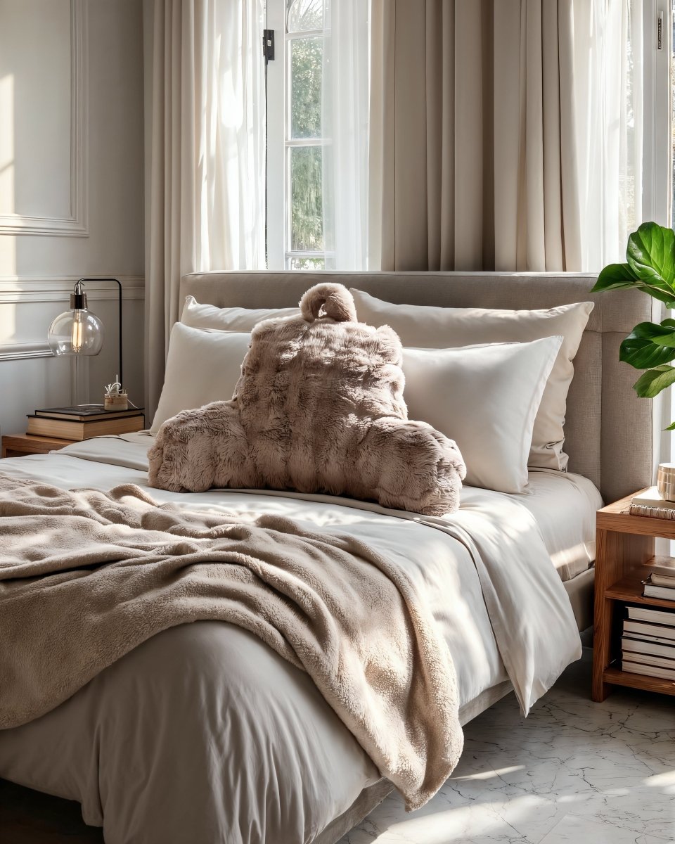 Pompom Body Pillow | Taupe | 140 x 20cm - The Bedding & Blankets Store