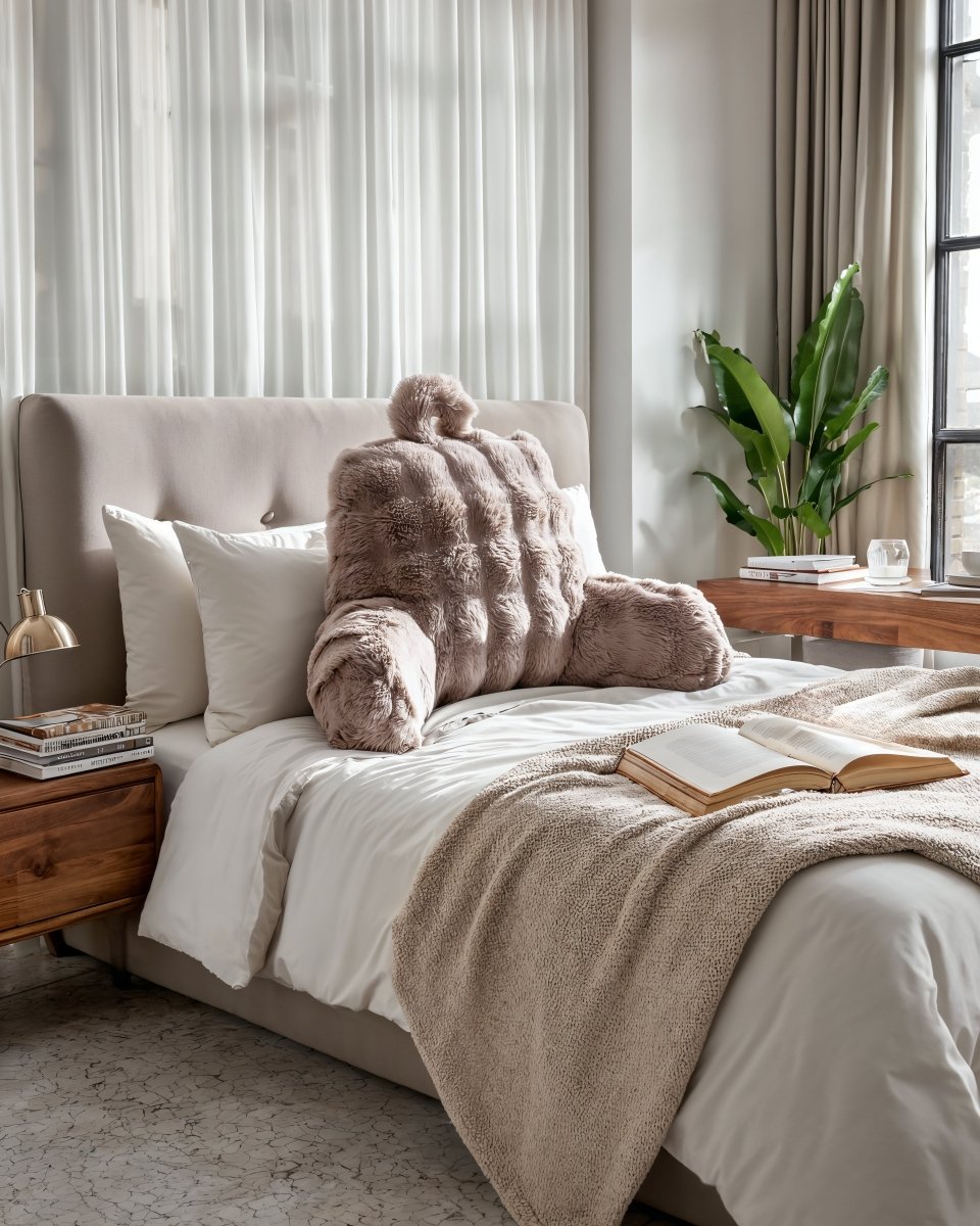 Pompom Body Pillow | Taupe | 140 x 20cm - The Bedding & Blankets Store