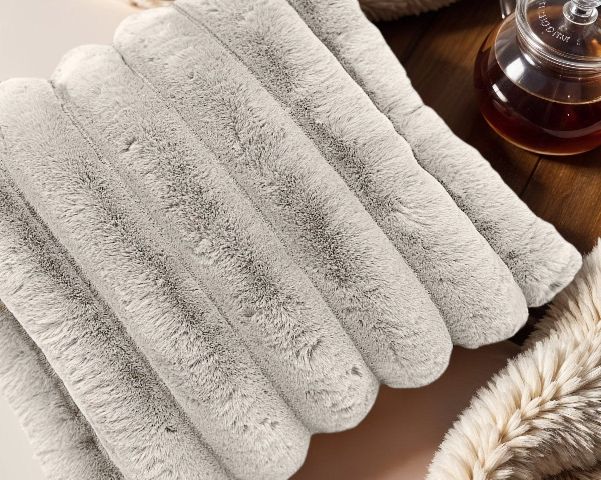 Rib Faux Fur Cushion | Ecru | 50 x 50cm - The Bedding & Blankets Store
