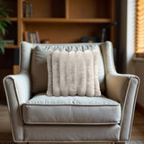 Rib Faux Fur Cushion | Ecru | 50 x 50cm - The Bedding & Blankets Store