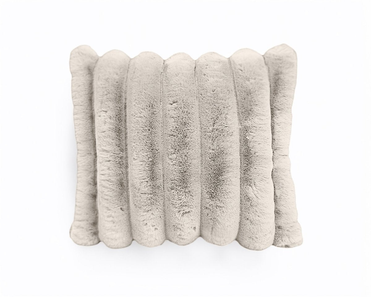 Rib Faux Fur Cushion | Ecru | 50 x 50cm - The Bedding & Blankets Store