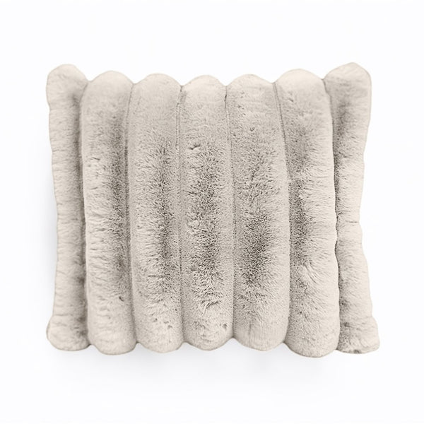 Rib Faux Fur Cushion | Ecru | 50 x 50cm - The Bedding & Blankets Store