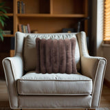 Rib Faux Fur Cushion | Taupe | 50 x 50cm - The Bedding & Blankets Store