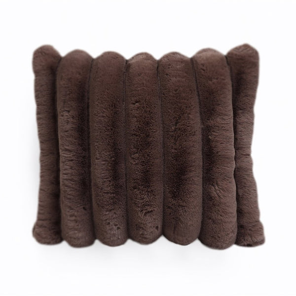 Rib Faux Fur Cushion | Taupe | 50 x 50cm - The Bedding & Blankets Store
