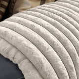 Rib Faux Fur Throw | Ecru | King - 240cm (W) x 200cm (L) - The Bedding & Blankets Store