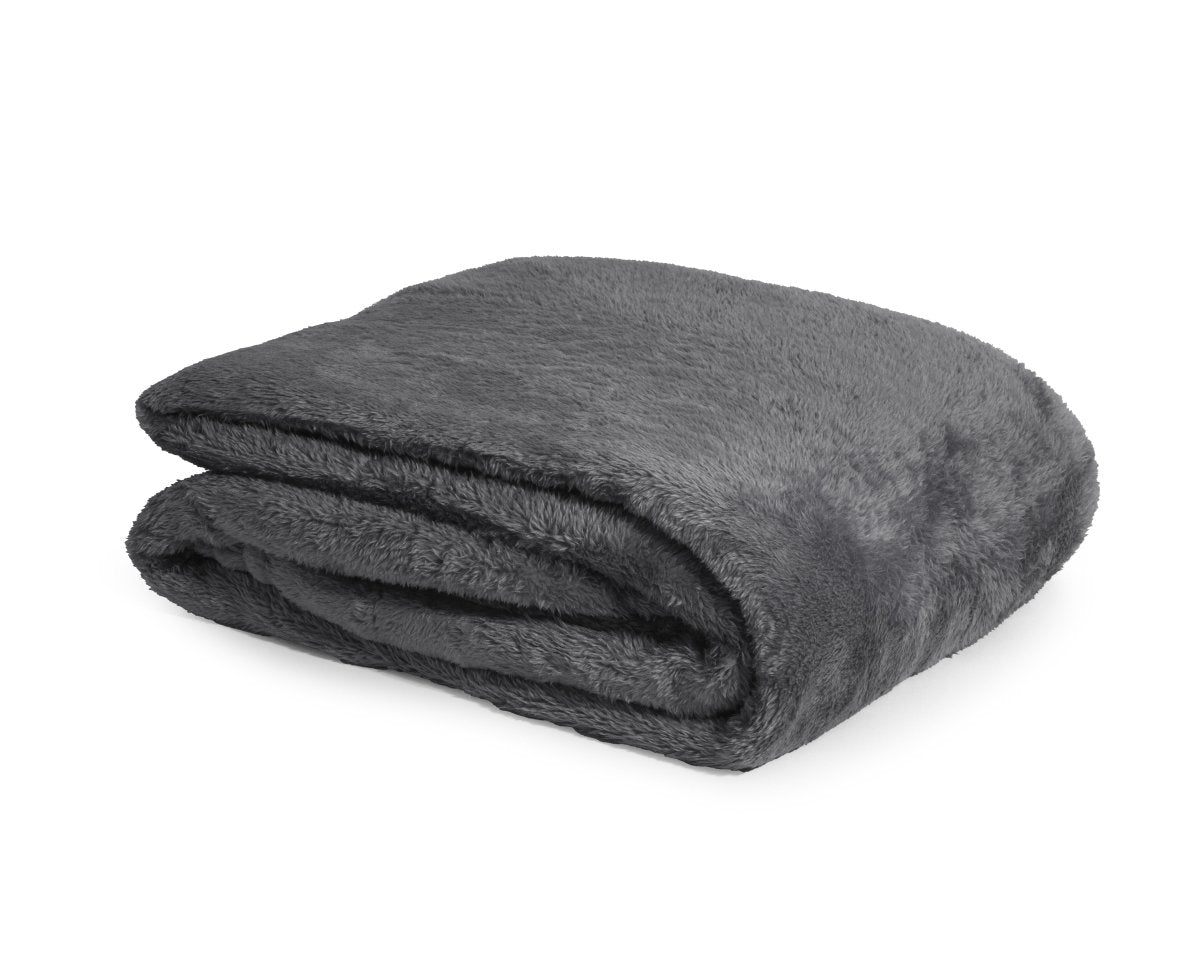 Teddy Fleece Throw | Anthracite Grey | 150cm x 200cm - The Bedding & Blankets Store