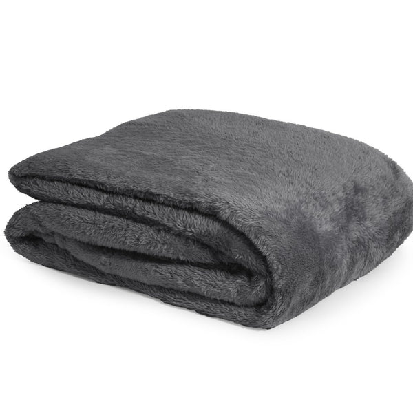 Teddy Fleece Throw | Anthracite Grey | 150cm x 200cm - The Bedding & Blankets Store