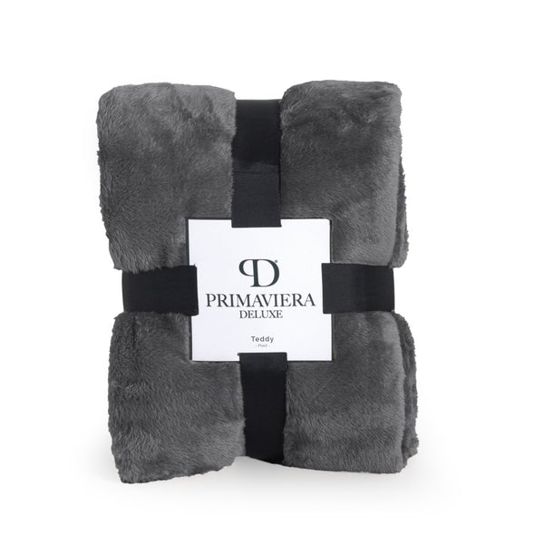 Teddy Fleece Throw | Anthracite Grey | 150cm x 200cm - The Bedding & Blankets Store