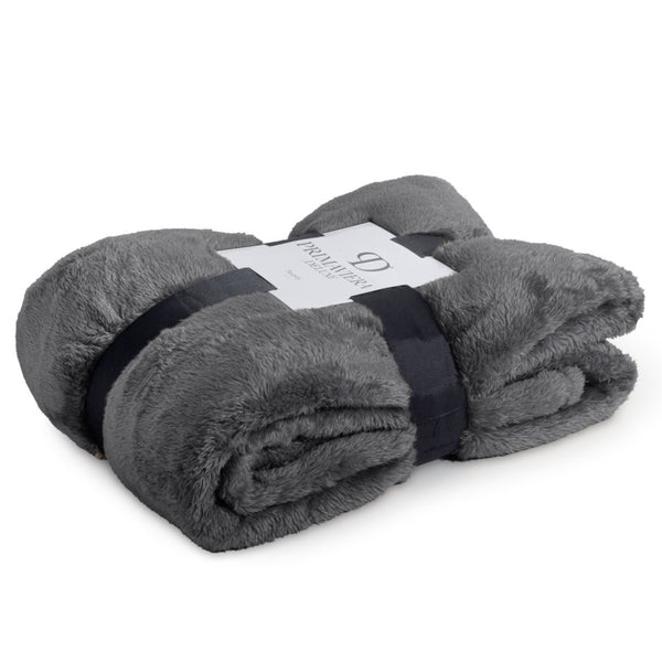 Teddy Fleece Throw | Anthracite Grey | 150cm x 200cm - The Bedding & Blankets Store