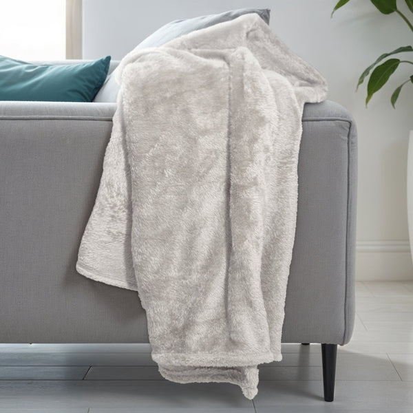 Teddy Fleece Throw | Beige | 150cm x 200cm - The Bedding & Blankets Store