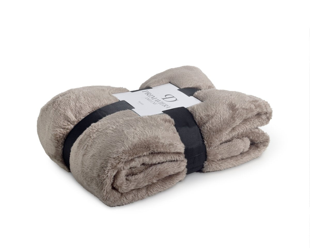 Teddy Fleece Throw | Deep Taupe | 150cm x 200cm - The Bedding & Blankets Store