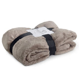 Teddy Fleece Throw | Deep Taupe | 150cm x 200cm - The Bedding & Blankets Store