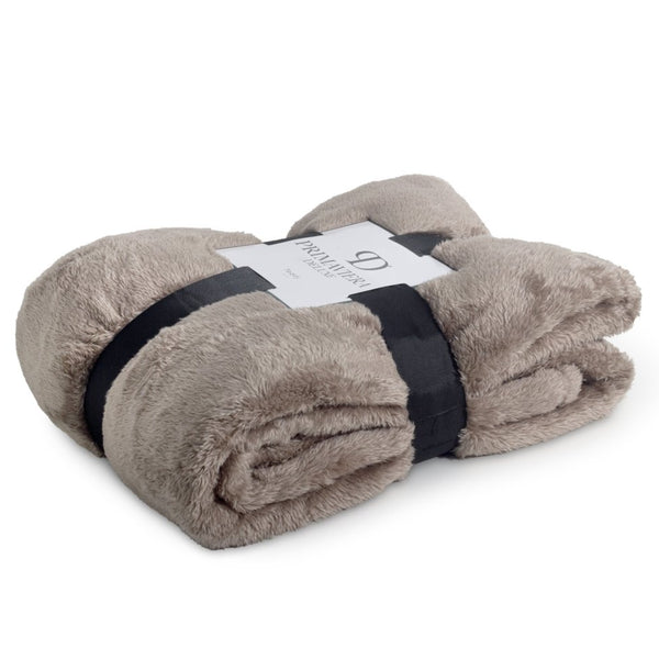 Teddy Fleece Throw | Deep Taupe | 150cm x 200cm - The Bedding & Blankets Store