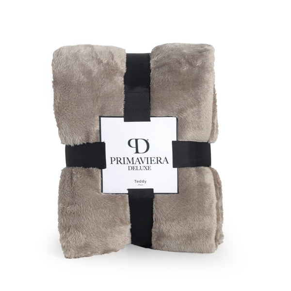 Teddy Fleece Throw | Deep Taupe | 150cm x 200cm - The Bedding & Blankets Store