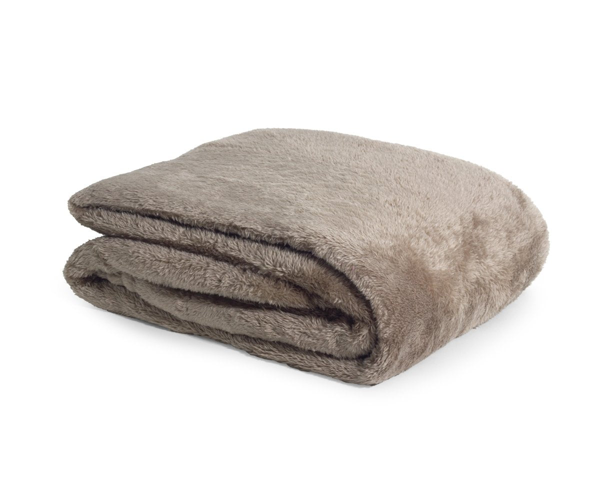 Teddy Fleece Throw | Deep Taupe | 150cm x 200cm - The Bedding & Blankets Store