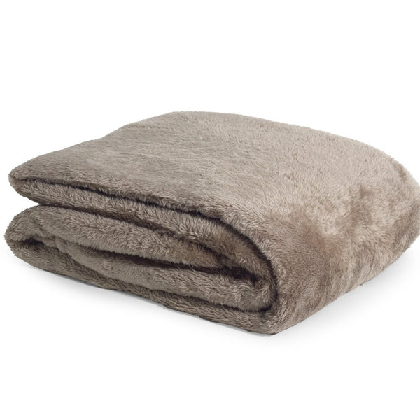 Teddy Fleece Throw | Deep Taupe | 150cm x 200cm - The Bedding & Blankets Store