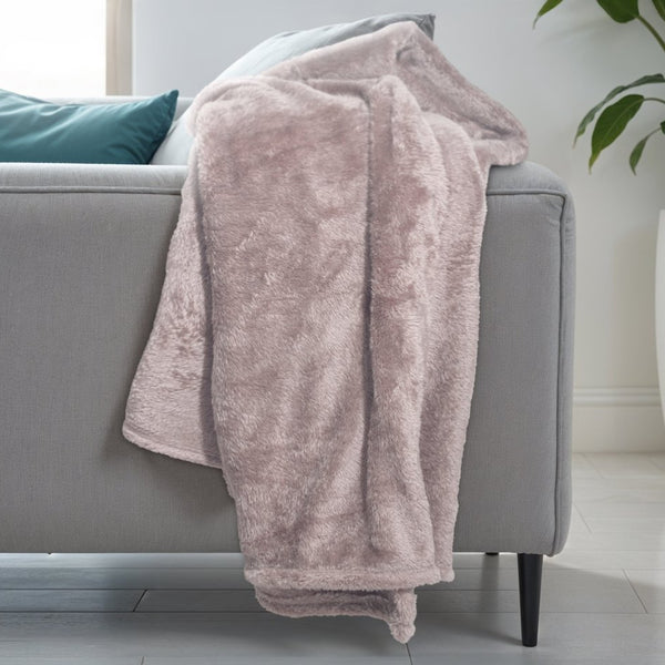 Teddy Fleece Throw | Pink | 150cm x 200cm - The Bedding & Blankets Store