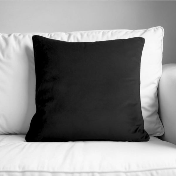Velvet Cushion | Black | 50cm x 50cm - The Bedding & Blankets Store