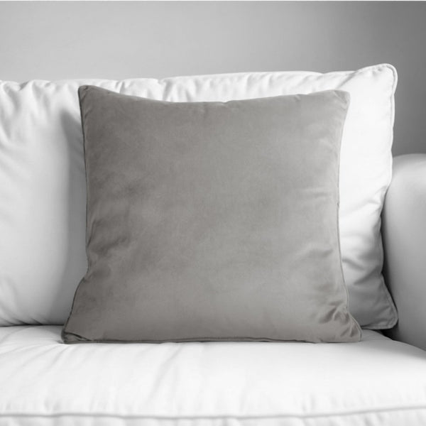 Velvet Cushion | Grey | 50cm x 50cm - The Bedding & Blankets Store