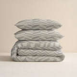 100% Brushed Cotton Duvet Cover Set Chevron | Beige/Sand | King - 240cm (W) x 200cm (L) - The Bedding & Blankets Store