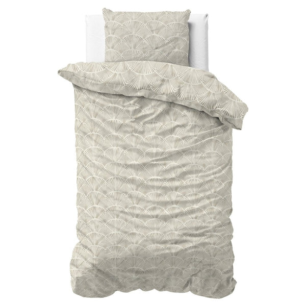 100% Brushed Cotton Duvet Cover Set Claire | Sand | King - 240cm (W) x 200cm (L) - The Bedding & Blankets Store