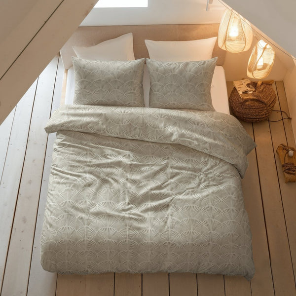 100% Brushed Cotton Duvet Cover Set Claire | Sand | King - 240cm (W) x 200cm (L) - The Bedding & Blankets Store