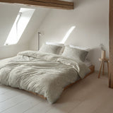100% Brushed Cotton Duvet Cover Set Claire | Sand | King - 240cm (W) x 200cm (L) - The Bedding & Blankets Store