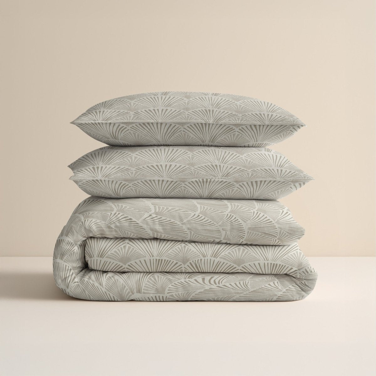 100% Brushed Cotton Duvet Cover Set Claire | Sand | King - 240cm (W) x 200cm (L) - The Bedding & Blankets Store
