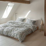100% Brushed Cotton Duvet Cover Set Danis | Green/Grey | King - 240cm (W) x 200cm (L) - The Bedding & Blankets Store