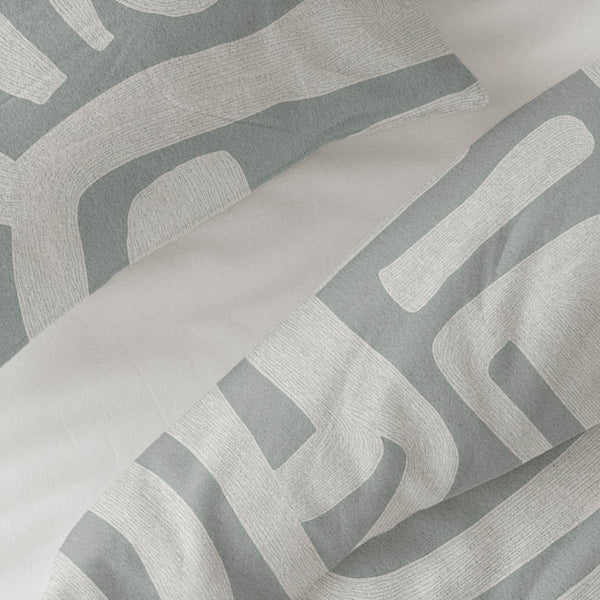 100% Brushed Cotton Duvet Cover Set Danis | Green/Grey | King - 240cm (W) x 200cm (L) - The Bedding & Blankets Store
