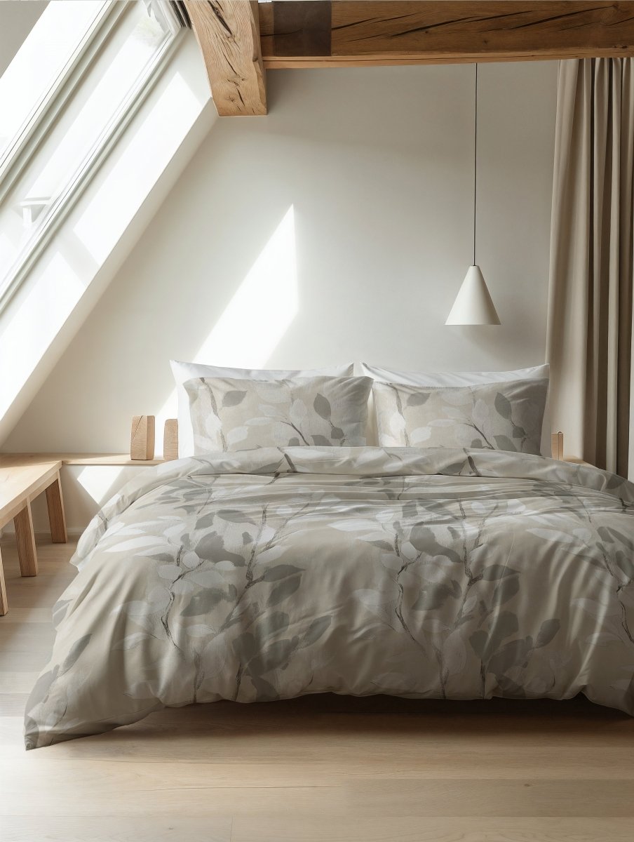 100% Brushed Cotton Duvet Cover Set Essence | Sand | King - 240cm (W) x 200cm (L) - The Bedding & Blankets Store