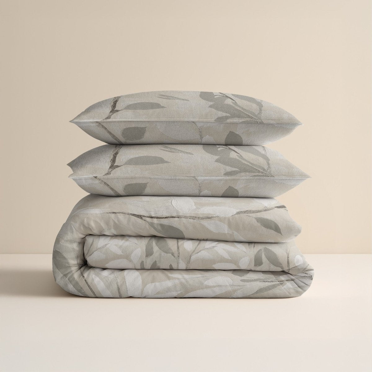 100% Brushed Cotton Duvet Cover Set Essence | Sand | King - 240cm (W) x 200cm (L) - The Bedding & Blankets Store